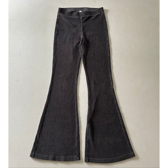 Aerie Ribbed Velour Flare Pants Gray Size M | Cozy Lounge Athleisure - Picture 1 of 7